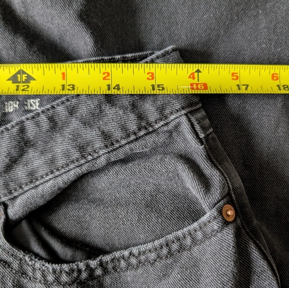 Black Distressed High Rise Wide Leg Raw Cut Rewash Jeans 31x28 Grunge Neutral - Picture 9 of 13